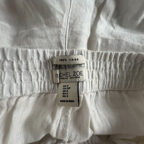 Rachel Zoe Womens White Linen Wide-Leg Pants Small Elastic Waist Pull-On Casual - Picture 3 of 9